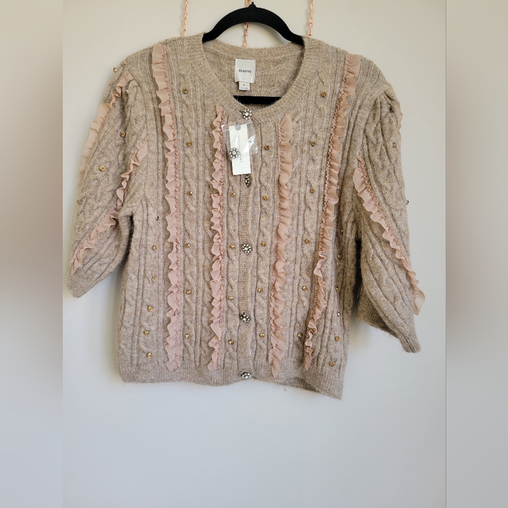 Anthopolgie Maeve Rhinestone Cardigan Size M